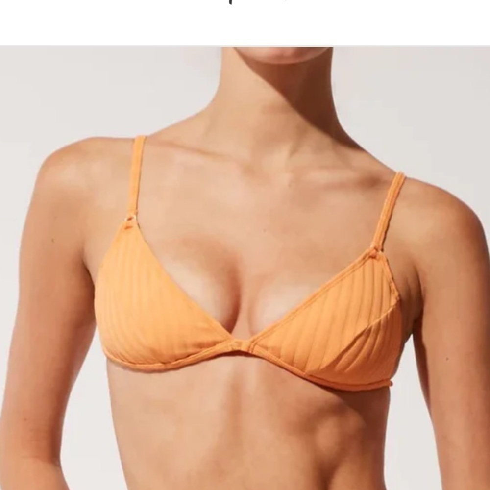 NEW Solid & Striped Francesca Creamsicle Orange Ribbed Bikini Top